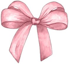 a pink bow on top of a white background with watercolor effect and brush strokes