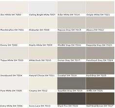 the different shades of paint that are available in this color scheme for walls and ceilings