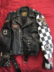 VTG Leather Rocker Jacket Cafe Racer Club 59 Punk Rock  | eBay Rocker Jacket, Punk Leather Jacket, Punk Fashion Diy, Cafe Racer Leather Jacket, Battle Jacket, Estilo Punk, Punk Outfits, Custom Motorcycle