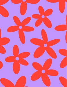 red flowers are on a purple background with black dots in the bottom right hand corner