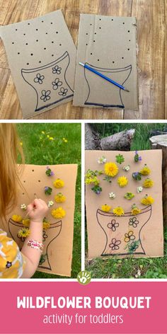 children's artwork and crafts with flowers on them