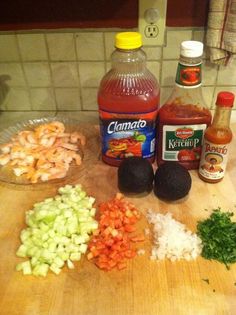 the ingredients are on the counter ready to be mixed up with sauces and seasonings