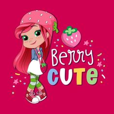 a girl with pink hair and green pants is standing in front of the words berry cute