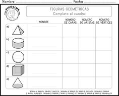 the worksheet for teaching how to use shapes and numbers in spanish, with pictures on