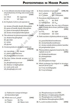 an image of photosynthsis in higher plants with text on the top and bottom