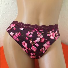 Dream Angels Cheekini Victoria's Secret Purple Cotton Bottoms, Fitted Purple Victoria's Secret Bottoms, Fitted Floral Print Purple Bottoms, Lingerie Outfits, Secret Pink, Women's Intimates, Victoria’s Secret, Pink Purple, Victoria's Secret