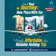 an advertisement for a new place with our airfareable reliable holiday trip from blue airways