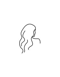 a line drawing of a woman's head with her hair blowing in the wind