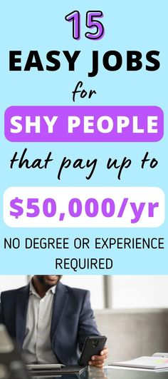 15 EASY Jobs For Shy People $50,000/YR (NO Experience Required) Jobs At Home, Chef Jobs, Hotel Jobs, Easy Online Jobs, Stay At Home Jobs, Shy People, Flexible Jobs, Online Jobs From Home, Easy Jobs