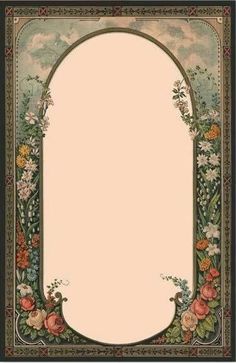 an ornate frame with flowers and leaves on the border is shown in this antique style