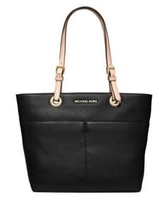 This is a classic and luxurious leather tote bag by MICHAEL Michael Kors! Crafted from soft leather, it flaunts gleaming signature hardware and a refined and ready-for-anything shape. Made of Leather. Double handles with 8-1/2" drop. Top zip closure. Exterior features metal hardware and 4 pockets. Interior features 1 zip pocket, 3 open pockets, 1 cell phone pocket and 1 key fob. 16" W x 11" H x 5" D. Color: Black Sac Michael Kors, Big Handbags, Trendy Purses, Michael Kors Bedford, Women Leather Backpack, Leather Pocket, Trending Handbag, Cute Purses, Purses Michael Kors