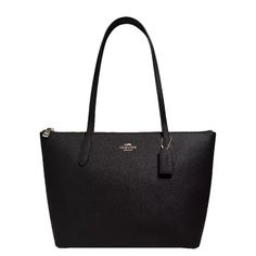 Leather Black Tote Bag Classic Black Bag With Branded Hardware, Classic Black Shopping Bag, Black Tote Bag With Branded Hardware, Black Coach Bag For Daily Use, Everyday Black Coach Bag, Coach Black Bag With Removable Pouch, Modern Black Coach Bag, Chic Black Coach Bags, Formal Black Coach Bag