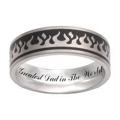 a wedding ring with the words greatest dad in the world engraved on it