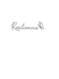 the word resilicia is written in cursive writing on a white background