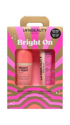 two bottles of bright on pink and yellow packaging