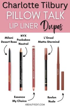 Charlotte Tilbury Pillow Talk Lip Liner Dupes Pillow Talk Lip Liner, Drugstore Lips, Charlotte Tilbury Pillow Talk, Charlotte Tilbury Makeup, Beginners Eye Makeup, Lip Color Makeup, Lip Makeup Tutorial, Lip Liners, Makeup Help