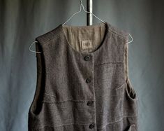 Grey Brown Mens Waistcoat, Hand-spun, Handwoven 100% Wool Fabric Hand Dyed Natural Lining Fabric With Inside Pockets. Eco Friendly - Etsy Canada