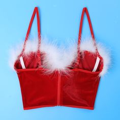 Women's Christmas Uniform Santa Claus Outfit Red Velvet Crop Top Skater Miniskirt Suit Cosplay Christmas Uniforms, Red Party Crop Top With Built-in Bra, Red Velvet Crop Top, Christmas Bra And Panty Set Red And Nlack Plaid, Trendy Red Crop Top With Built-in Bra, Red Party Sleepwear With Built-in Bra, Santa Claus Outfit, Rave Dress, Santa Claus Costume