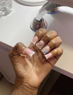 Glittery Acrylic Nails, Casual Nails, Short Acrylic Nails Designs, Bling Acrylic Nails