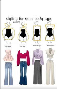 #stylish #clothes #stylingtips Tops For Rectangle Body Shape, Apple Body Shape Clothes, Pear Body Shape Fashion, Pear Body Shape Outfits, Apple Body Shape Fashion, Jeans Styling