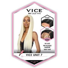 Sensationnel Vice Synthetic HD Lace Wig - VICE UNIT 7COLOR SHOWN ON MODEL: 613MATERIAL: Synthetic HairTYPE: Lace Front Wig LENGTH: 28"STYLE: Straight HEAT SAFE: YEs DESCRIPTION: HD Lace for flawless blending Pre-plucked hairline with a natural density and baby hairs Deep and wide hand-tied parting Comes in trendy Money piece and Flamboyage colors Hd Lace Wig, Money Piece, Remy Hair Weave, Baby Hairs, Bright Blonde, Beautiful Wigs, 360 Lace Wig, Human Braiding Hair, Hair Closure