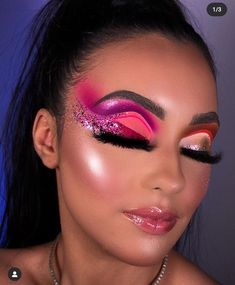 Brazilian Makeup Look, Brazilian Eye Makeup, Brazilian Makeup, Makeup Collage, Bright Eye Makeup, High Fashion Makeup, Rave Makeup, Cut Crease Makeup