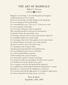 the art of marriage poem written in black and white