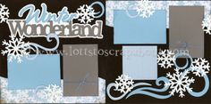 a scrapbook page with snowflakes on it and the words winter wonderland written in white