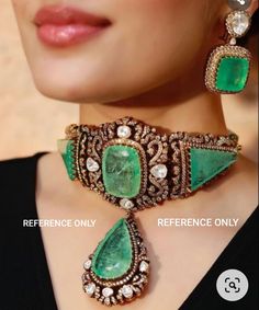 Polki necklace, reminiscent of Victorian opulence. Embellished with mesmerizing emerald accents and exquisite Polki diamonds, it exudes timeless charm and sophistication. Inspired by Sabyasachi's iconic designs, this necklace is a true testament to craftsmanship and luxury. Elevate your ensemble with the allure of Moissanite Polki jewelry, capturing the essence of tradition and elegance in every detail. *𝐏𝐑𝐎𝐃𝐔𝐂𝐓 𝐃𝐄𝐓𝐀𝐈𝐋* * Material: Brass and Mix Of 20 % Silver * Plating: Antique Gold Plated * Stone: Semi Precious Doublet Stones Necklace has adjustable Dori.  Earrings Have pushbacks.  Customized orders takes 3 to 4 weeks, depending on piece requirements.  The Ombre Designs Jewelry pieces can be customized in accordance with your requirement.  Please Email or Whats app on : +91 Traditional Emerald Necklace With Intricate Design For Formal Occasions, Traditional Formal Emerald Necklace, Traditional Emerald Gemstone Necklace For Formal Occasions, Elegant Jeweled Chandbali Necklace, Luxury Hand Set Kundan Necklace, Elegant Chandbali Jeweled Necklace, Traditional Emerald Necklace With Jewels For Wedding, Elegant Emerald Necklace With 17 Jewels For Festivals, Traditional Emerald Pendant Necklace For Formal Occasions