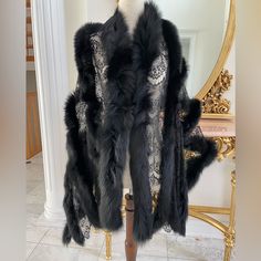 La Fiorentina Wrap. New With Tags. Size 26”X 73”. Color Black. 100% Chinlon, 100% Real Dyed Fox Fur. Formal Fitted Black Shawl, Alyssa Velaryon, Duncan The Tall, Fox Fur Shawl, Luxury Chic Fox Fur Outerwear, Vintage Fur Shawl, Luxury Fox Fur Coat With Faux Fur Trim, Silver Fox Fur Coat, Hand Of The King