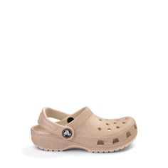 Crocs Classic Glitter Clog - Baby / Toddler - Champagne | Journeys Toddler Crocs, Shoe Size Chart Kids, Outdoor Comfort, Clog Sandals, Vegan Brands, Famous Fashion, Shoe Size Chart, Strap Heels, Summer 2024