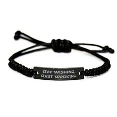 The Engraved Black Rope Bracelet is a beautiful and meaningful gift for friends gift. This bracelet features a Bible verse that is engraved on a small metal plate attached to the durable and adjustable black rope material, making it the perfect fit for any wrist size (8.5-25 cm).  The verse serves as a constant reminder of faith and the love of God, making it a perfect gift for someone who seeks to stay close to God and keep His words close to their heart. This bracelet is a great way to express Engraved Black Braided Bracelet For Gift, Engraved Black Braided Bracelets For Gifts, Black Inspirational Friendship Bracelets, Inspirational Black Friendship Bracelets, Personalized Inspirational Black Bracelets, Inspirational Personalized Black Bracelets, Personalized Black Rectangular Bracelets, Customized Adjustable Black Bracelet, Black Customized Adjustable Bracelet