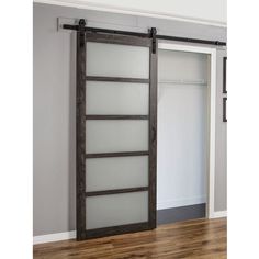 an open sliding door in a room