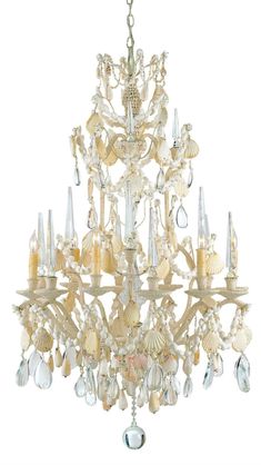 a chandelier that has shells and seashells on it