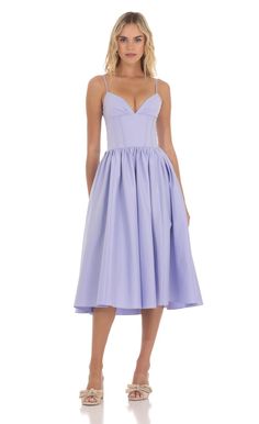 Corset V-Neck Midi Dress in Lavender | LUCY IN THE SKY Lucy In The Sky, V Neck Midi Dress, Hand Washing, The Sky, Lavender, Midi Dress, Prom, Angeles, V Neck