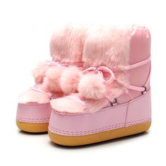 FREE SHIPPING!!! Material: PU Size fits EU 35-42 Origin: Made in China Winter Snow Boots Women, Kawaii Store, Fur Ankle Boots, Shoes Boots Ankle, Wool Balls, Snow Boots Women, Snow Shoes, Winter Snow Boots, Winter Boots Women