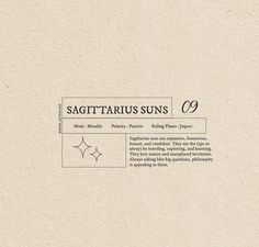 the sagittatius suns logo is shown in black on a beige paper background