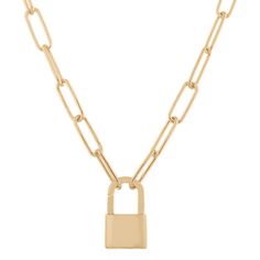 Crafted from quality vermeil 14 karat yellow gold  this beautiful lock pendant is sure to make her smile. The lock uniquely serves as both the pendant and clasp in this 20-inch long link chain design. Paperclip Bracelet, Lock Pendant, Lock Necklace, Chain Design, Paper Clip, Meaningful Gifts, Link Chain, Gold Plating, Gold Vermeil