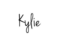 the word kyffie written in cursive writing on a white background with black ink