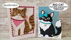 two handmade greeting cards with cats on them