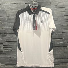 Spyder Active T Shirt. White Graphic Polo Shirt For Sports, White Graphic Print Sports Polo Shirt, White Graphic Print Polo Shirt For Sports, White Sporty Short Sleeve Polo Shirt, Casual White Polo Shirt With Graphic Print, Polo Uniform, Golf Polo, Shirt Color, Colorful Shirts