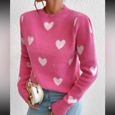 Super Cute And Stylish Ships In 5-10 Business Days Womens Dress Tops, Plus Size Pullover, Pullover Outfit, Heart Sweater, Women Sweaters, Mini Robes, Long Sleeve Pullover Sweater, Women Sweater, Plus Size Sweaters