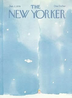 the new yorker magazine cover shows a man standing on top of a snowy hill