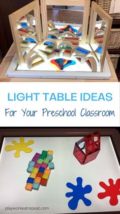 the light table is made out of colored blocks