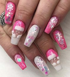 Nail Glow, Pink Christmas Nails, Natural Acrylic, Christmas Nail Ideas, Revel Nail, Red Christmas Nails, Festive Nail Art, Winter And Christmas, Holiday Nail Designs