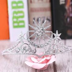 Fashion Crystal  Star Baroque Tiaras | Bridelily Acotar Crown, Feyre Crown, Star Tiara, Prom Headband, Gold Bridal Crowns, Fantasy Crown, Crystal Crown Tiaras, Star Crown, Goddess Crown