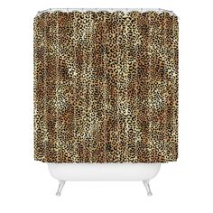 a shower curtain with a leopard print on it