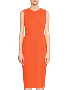 Krew Orange Basic Round Neck Sheath Dress A must have in every closet, a basic, timeless dress that can be worn day or night. Wear it as it is or accessorize it. - Sleeveless - Round Neckline - High quality Italian novelty fabric - Fully lined with light weight fabric - Over the Knee length - Invisible zipper in the back. - Made in the USA. Ships within 3-6 business days - This item is made upon order and is non-returnable. THIS ITEM IS AVAILABLE FOR SALE AT WWW.CAELINYC.COM Please refer to our High Neck Long Dress, Blue Shift Dress, Shopping Party, Timeless Dress, Plain Dress, Novelty Fabric, Straight Dress, Night Wear, Tweed Dress