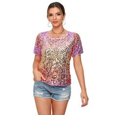 PRICES MAY VARY. 100% Polyester, Hang to dry, Hand wash only SEQUIN SHIRT - This sparkly top adopts Double-Sided Full Sequin layer decoration. High elasticity fabric and soft lining make it suitable for most women.This gorgeous shimmer shirt features concave sequins and gradients, which can create beautiful sparkle in the stage lights of dance and chorus performance PARTY CLOTHING - It is a Perfect Sequined Tops for Women As a Party Shirts, Performance Tops, Night Out, Disco Outfit. Easy to Pair Sparkle Tops, Holographic Shirt, Disco Costume, Clothing Making, Stage Lights, Travel Clothing, Sparkle Top, Sparkly Top, Sequin Shirt