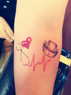 a person with a tattoo on their arm has a heartbeat beat and a cowboy hat